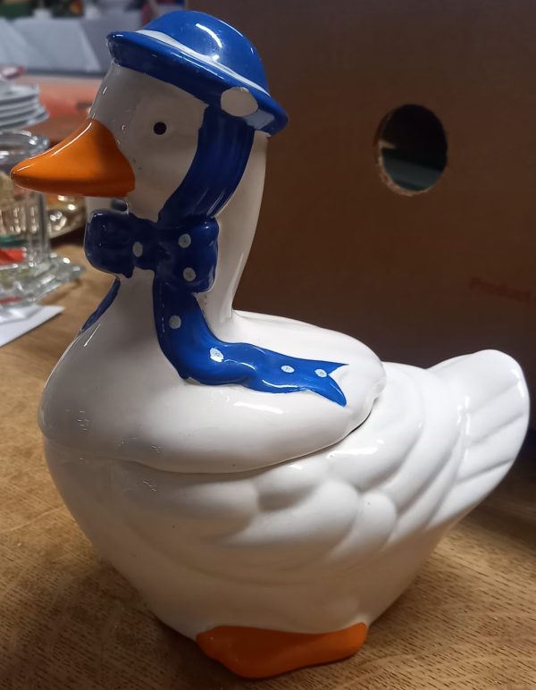 Pot a cookie en porcelaine en forme de canard.