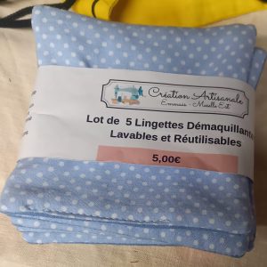 Lot de 5 lingettes démaquillants lavable et réutilisable.